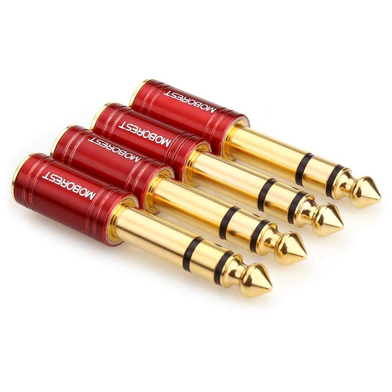 MOBOREST 4PCS 1/4 Inch to 3.5mm TRS Headphones adapte, Upgrade 6.35mm Pure Copper to 1/8 Inch Jack Female Stereo Adapter for Headphone amp adapte etc - Fashion Red - Image 3